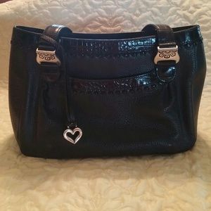 Brighton Vintage Black Leather Croc Accent